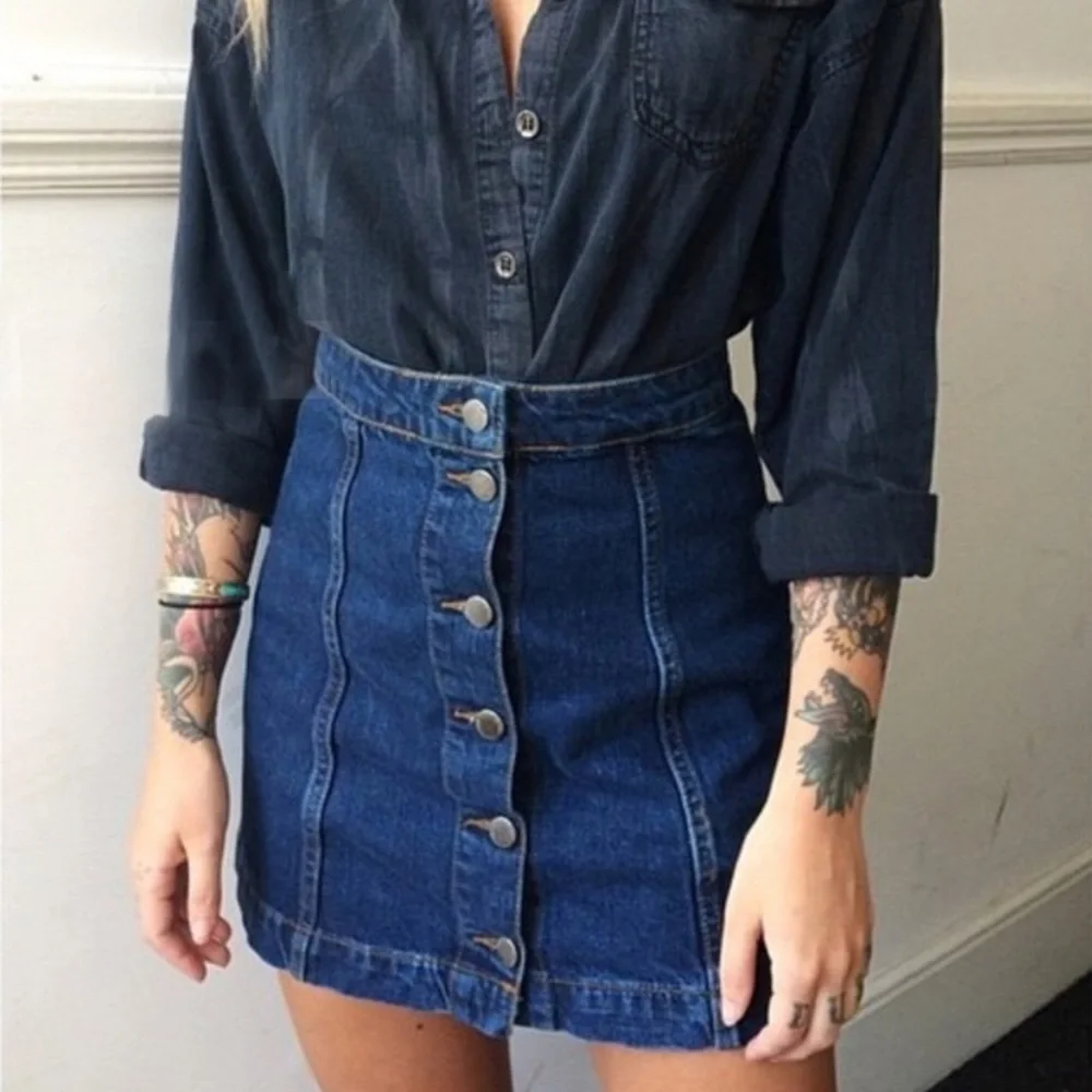 Topshop denim mini skirt
